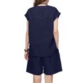 thumbnail image 5 of Stichou Two Piece Sets for Women 2026 Summer Outfits Lounge Sets Crew Neck Tops Shorts Womens Vacation Travel Outfits Navy M, 5 of 5