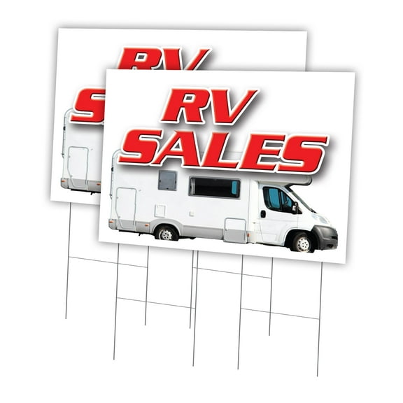 Rv Sales 2 Pack Of 24" x 36" Yard Sign & Stake | Advertise Your Business | Stake Included Image On Front Only | Made in The USA