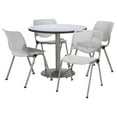 thumbnail image 2 of KFI Studios Mode Round 3.5' Dining Table Set, Light Grey, 4 Graphite Nebula KOOL Chairs, 2 of 5