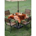 thumbnail image 4 of Outdoor Tablecloth with Umbrella Hole for Patio/Picnic/Party/Camping, Orange Black Flowers Waterproof Table Cloth Square Cover Washable, Modern Abstract Blooms Floral (60"x 60"), 4 of 8