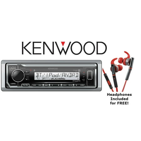 Kenwood KMR-M322BT Marine Media Receiver does not play CDs + Sport Headphones