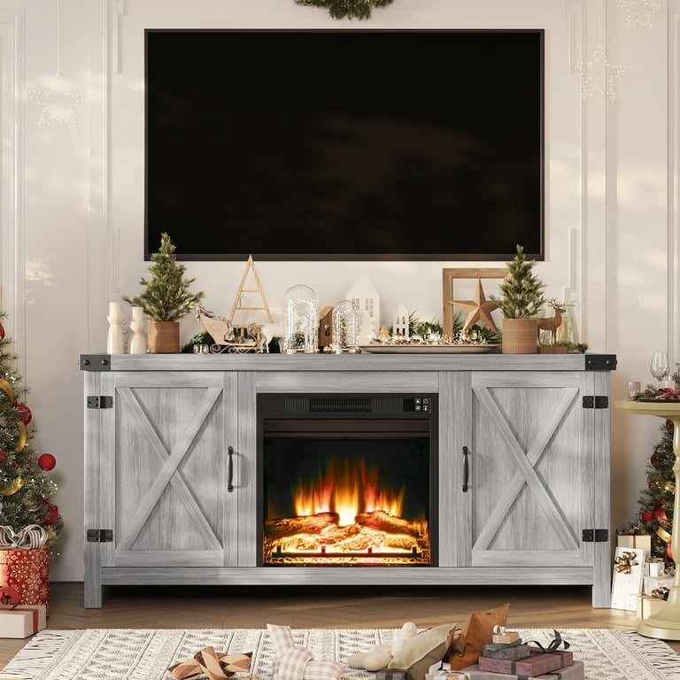 Homall Rustic Entertainment Center Console, Electric Fireplace TV