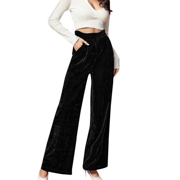 Gibobby Pantalones mujer invierno Estilo de ropa de mujer Casual Casual Velvet Baggy Leggings Pantalones casuales(Negro,CH)