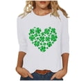 thumbnail image 2 of St. Patricks Day Ladies' St. Patricks Day Printed Round Neck Three Quarter Sleeve 3/4 Sleeve T-Shirt Loose Top, 2 of 6