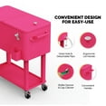 thumbnail image 2 of Ktaxon 80 Qt Rolling Ice Chest Cooler Cart Outdoor Trolley with Storage Shelf, Bottle Opener & Cap Collector for 48 Hour Cold Drinks,Bright Pink, 2 of 8