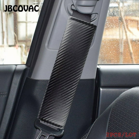 JWQI Universal 2 Pack Auto Seat Belt Cover, Carbon Car Seat Belt Pads Cover, Auto Interior Accessories, Automotive Seat Belt Pads for Car Truck,SUV Airplane Carmera Backpack Straps, Black