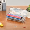 thumbnail image 7 of Plastic Pencil Box Large Capacity Pencil Boxes Clear Boxes with Snap-Tight Lid Stylish Office Supplies Storage Organizer Box Watercolor Ink Splashes Pattern, 7 of 7