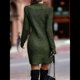 thumbnail image 5 of Suéter Corto Elegante de Larga con Cuello Redondo para Mujer, Ajustado, Elegante, para Otoño e Invierno, Minivestido de Punto Verde XXL, 5 of 7