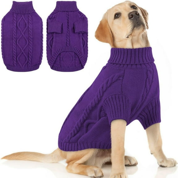uvwlwu Dog Sweater Turtleneck Winter Coat Warm Knit Apparel for Large Breed Autumn and Cold Weather Fashion(J)