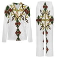thumbnail image 5 of Ethiopian Cross Framed Womens Pyjamas Set Button Up Pyjamas Womens with Long Sleeve Top And Wide Leg Pants V-neck Loungewear Sets, 5 of 9