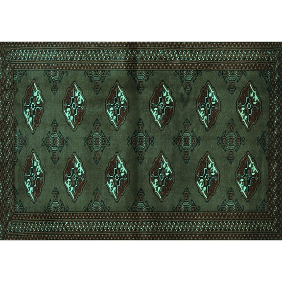 Ahgly Company Machine Washable Indoor Rectangle Persian Turquoise Blue Traditional Area Rugs, 5' x 7'