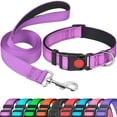 thumbnail image 1 of Collar reflectante para perros con hebilla de seguridad, collar ajustable de nailon para cachorros, perros pequeños, medianos, grandes y extragrandes (1 unidad, morado, L), 1 of 5