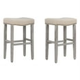 thumbnail image 1 of 29" Upholstered Saddle Seat Bar Stool (Set of 2) in Beige, 1 of 5