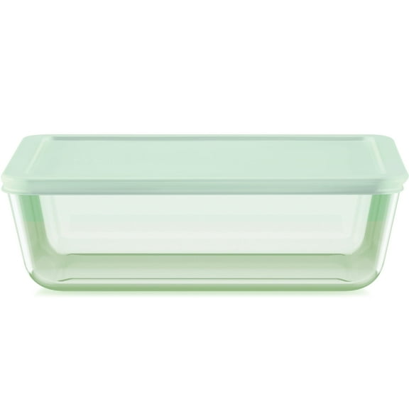 Pyrex Simply Store Tinted 11-Cup Rectangle Glass Storage Container with Airtight Lid, Green