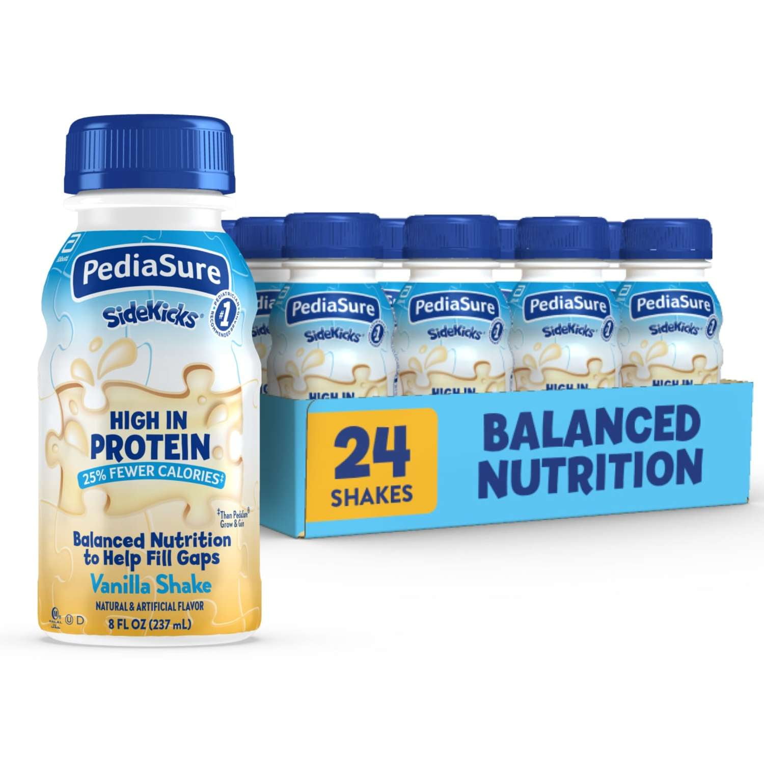 PediaSure SideKicks, Kids Protein Shake, Vanilla, 8-fl-oz Bottle, Pack of 2