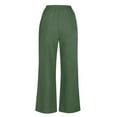 thumbnail image 6 of UYISJ Women's Linen Wide Leg Long Pants Casual Elastic Waist Drawstring Trousers Fall Open Bottom Trousers with Pockets Army Green S, 6 of 9