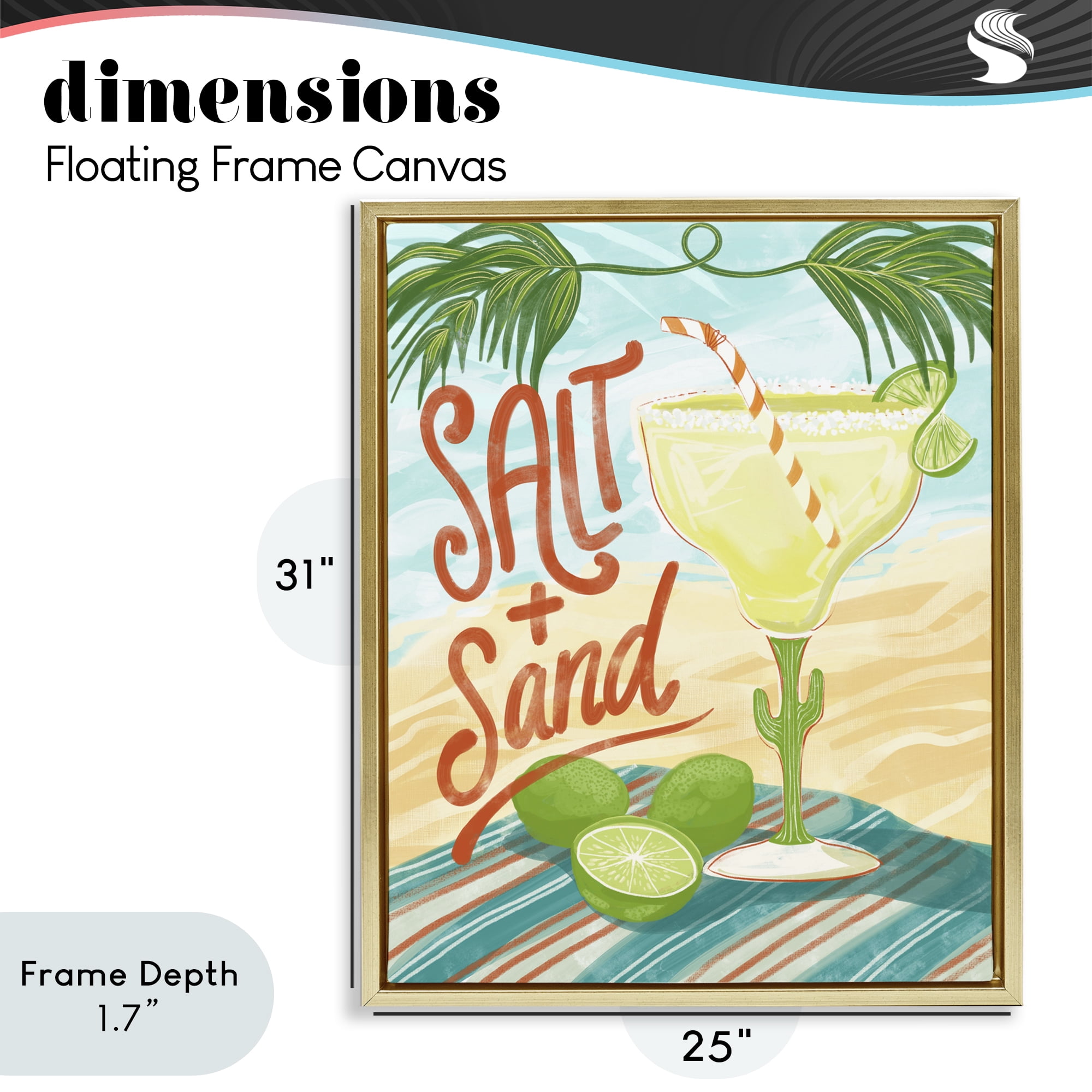 Stupell Industries Salt & Sand Margarita Gold Framed Floater Canvas Wall Art, design by Connie Summers