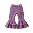 thumbnail image 2 of Generic Fall Fashion 2024 Toddler Denim Bell Bottom Pants Baby Girls Trousers Two Ruffles Flare Ripped Jeans for Kids Cute Breathable Clothes(2-3 Years,Purple), 2 of 8
