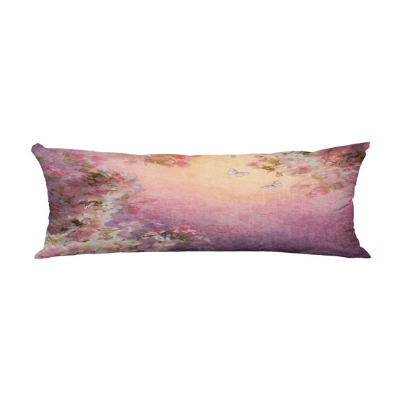 ECZJNT Cherry blossoms canvas vintage Pillow Cover Body Pillowcase Pillow Protector 20x60 Inch