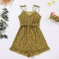 thumbnail image 3 of FYMNSI Mommy and Me Rompers Matching Outfit Sleeveless Belted Casual Jumpsuit Spaghetti Strap Short Overall Set Yellow (Girl 6-7T), 3 of 10