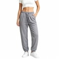 thumbnail image 4 of LUVDA Waffle Knit Joggers for Women Drawstring Waist Tapered Casual Pants for Fall Winter, 4 of 6