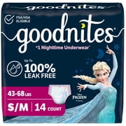 Goodnites Girls Nighttime Bedwetting Underwear, S/M (43-68 lbs), 14 Count (Select for More)