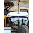 thumbnail image 6 of Square Outdoor Tablecloth with Umbrella Hole Blue Grey Striped Outside Table Cloth Waterproof Patio Table Cover Farmhouse Stripes Simple Art Zipper Tablecloths for Picnic Party Camping 60x60 Inch, 6 of 8
