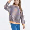 thumbnail image 5 of IVEYRTF Kids Striped Print Drop Shoulder Crewneck Sweatshirt Long Sleeve Pullover Top Casual Wear for Boys and Girls Soft for Daily Activities(Multicolor,2-3 Years), 5 of 7
