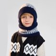 thumbnail image 3 of Viluyesy Girls Winter Hat with Scarf Fleece Lined Winter Warm Hat Stretch Soft Snow Hat Navy Size Free Size, 3 of 7