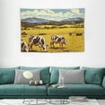 thumbnail image 2 of Creowell  Highland Milk Cow Tapestry Sketch Mountain and Animals Wall Hanging Art Western Farm Animals Wall Blanket for Kids Girls Boys Adult Room Decor Rustic Farmhouse Hangings 60x40 Inch 60x40in, 2 of 7