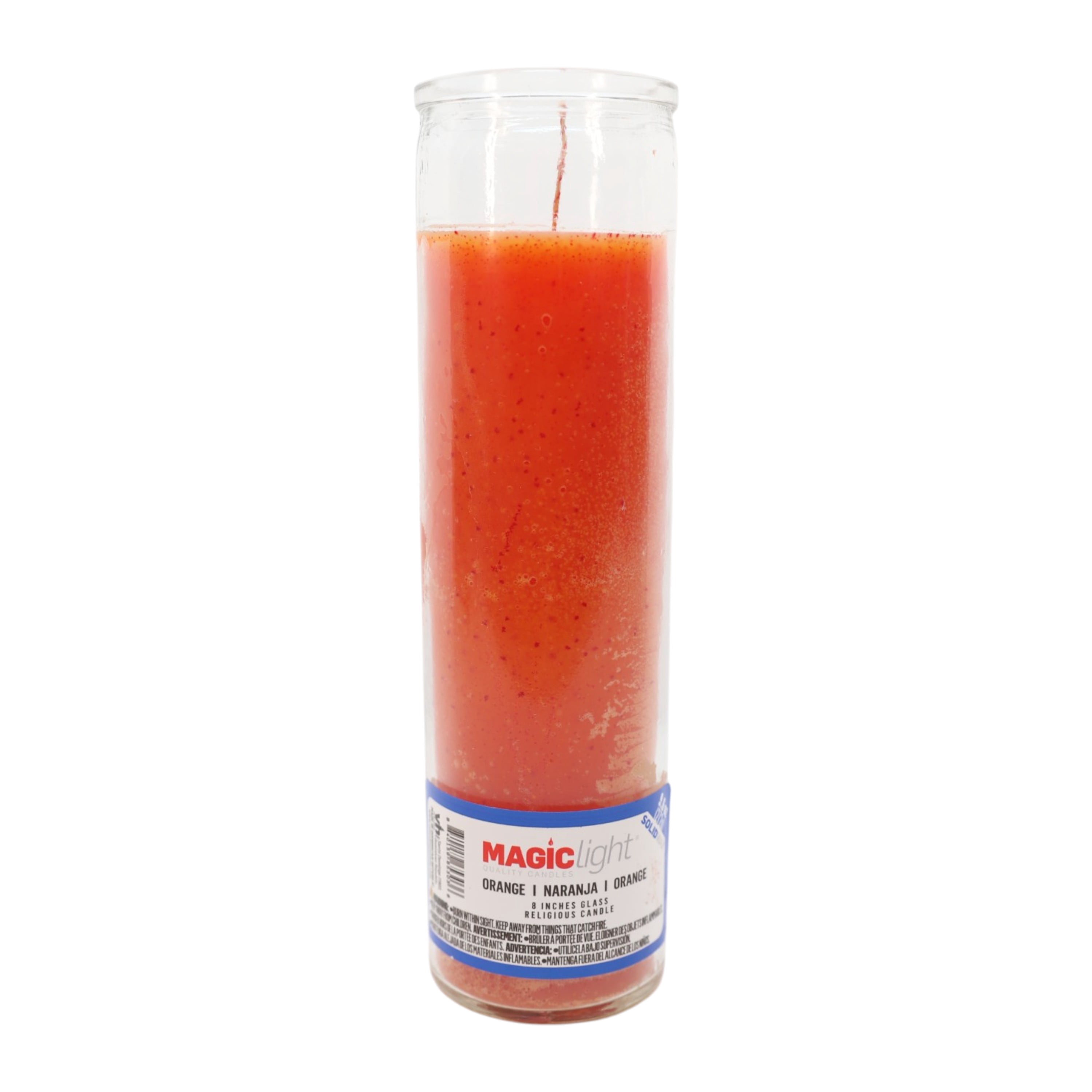 (4 pack) MagicLight Religious Candles 9.6 oz - Clear Glass Jar, Unscented Orange Wax