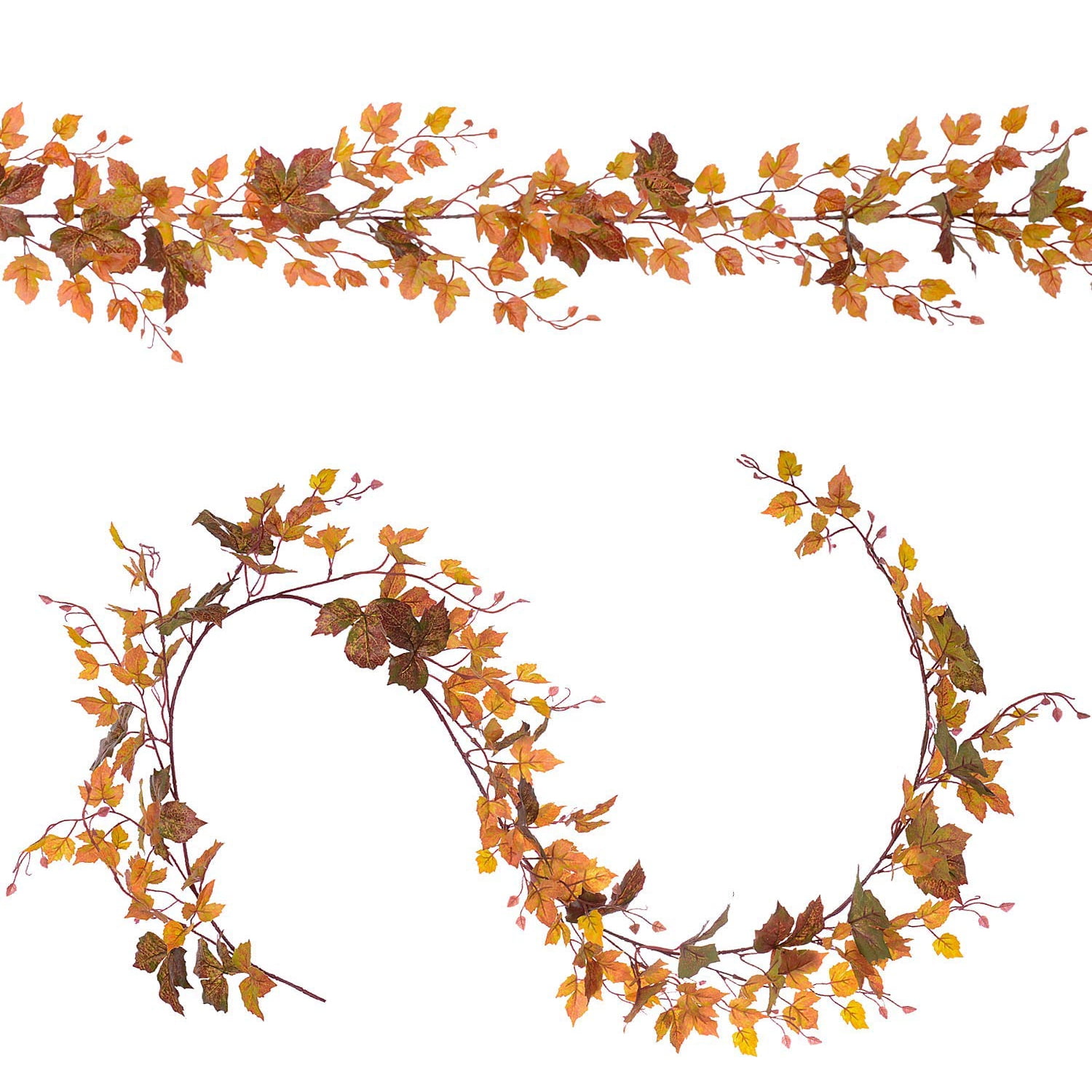 Coolmade 2 Pack Fall Maple Leaf Garland 6.5ft/Piece Artificial Fall