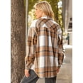 thumbnail image 4 of XINQIHANG Womens Casual Plaid Shacket Button Down Long Sleeve Shirt, 4 of 6