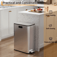 thumbnail image 5 of Kitchen Dual Trash Can – 15 Gallon Large Recycling Bin with Butterfly Lid, Fingerprint Resistant Stainless Steel – for Kitchen, Living Room, Office – 2 x 28L, 5 of 8