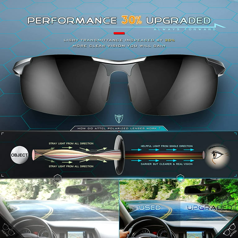 ATTCL Mens Sports Driving Polarized Sunglasses for Men Al-Mg Metal Ultralight Frame, Men's, Size: One size, Black