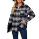 thumbnail image 2 of Abrigo de Lana Holgado con Bolsillos y Larga para Mujer, Estilo Casual de Otoño, A Cuadros Negro XXL, 2 of 10