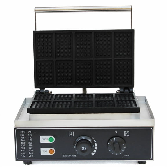 Commercial Square Waffle Maker, 10 Grids 1500W Electric Waffles Maker Stainless Steel Belgian Waffle Iron Nonstick Waffle Machine for Restaurant, Snack Bar, Bakery, Home