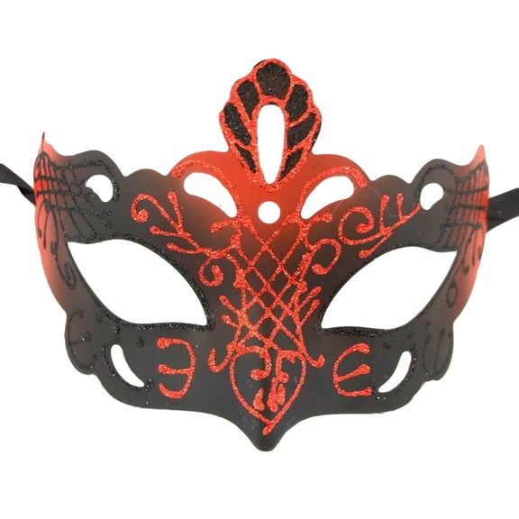 Regal Red Black Laser Cut Glitter Masquerade Venetian Mask