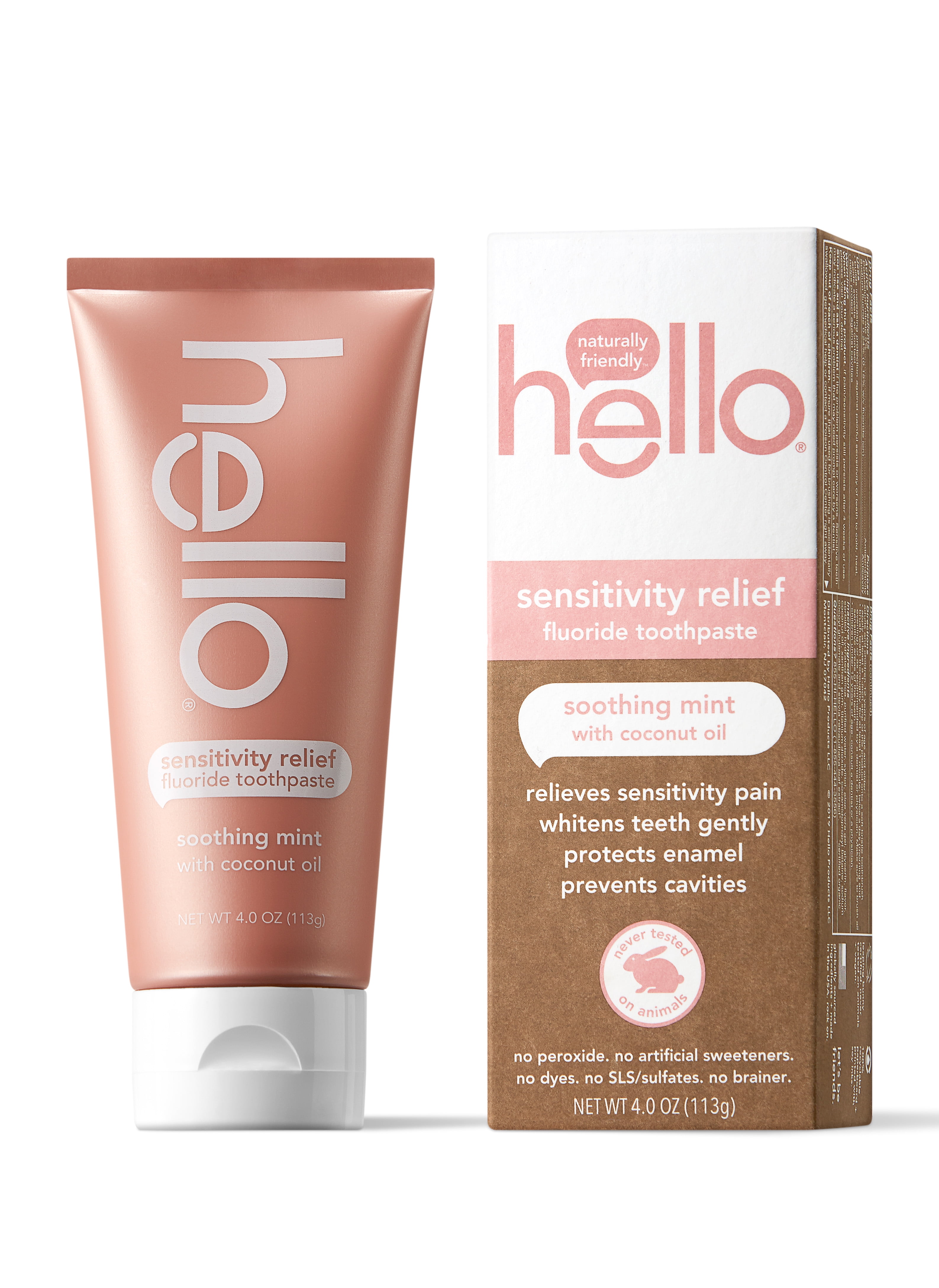Hello Sensitivity Relief + Whitening Toothpaste with Fluoride, Soothing