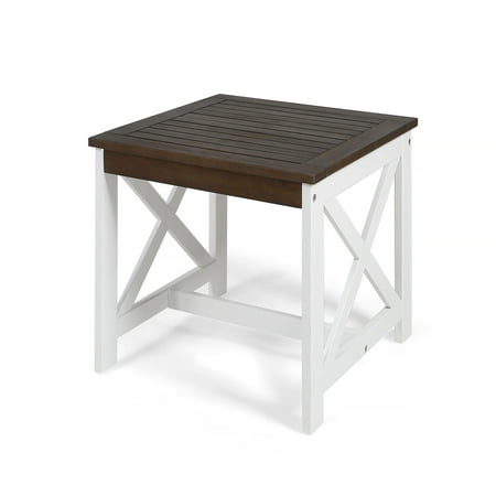Wood Table For Outdoor Use Christopher Knight Home Cassara Outdoor Farmhouse Cottage Square Acacia Wood End Table by ()