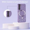 thumbnail image 3 of for Samsung Galaxy S22+ Plus Glitter Case with Camera Lens Protector, [Compatible with Magsafe] Slim TPU Clear Magnetic Case Cute Cover for Samsung Galaxy S22 Plus CZ Purple, 3 of 14