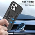 thumbnail image 5 of Phone Case for iPhone 15 Pro Case with Slide Camera Cover Shockproof 15 Pro Phone Case with 360°Rotate Magnetic Ring Stand for 15 Pro 6.1 inch 2023- Black, 5 of 6