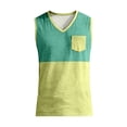 thumbnail image 4 of Men's Two-Tone V-Neck Sleeveless Pocket Tank Top, Casual Gym & Daily Wear Sleeveless Shirt Light Green L, 4 of 5