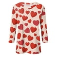 thumbnail image 4 of Fgvctg Valentine's Day Women's Tops Casual 3/4 Sleeve Crewneck Shirts Cute Date Night Pullover Tops Plus Size Sweet Love Heart Graphic Half Sleeve Blouses Light pink 3XL, 4 of 6