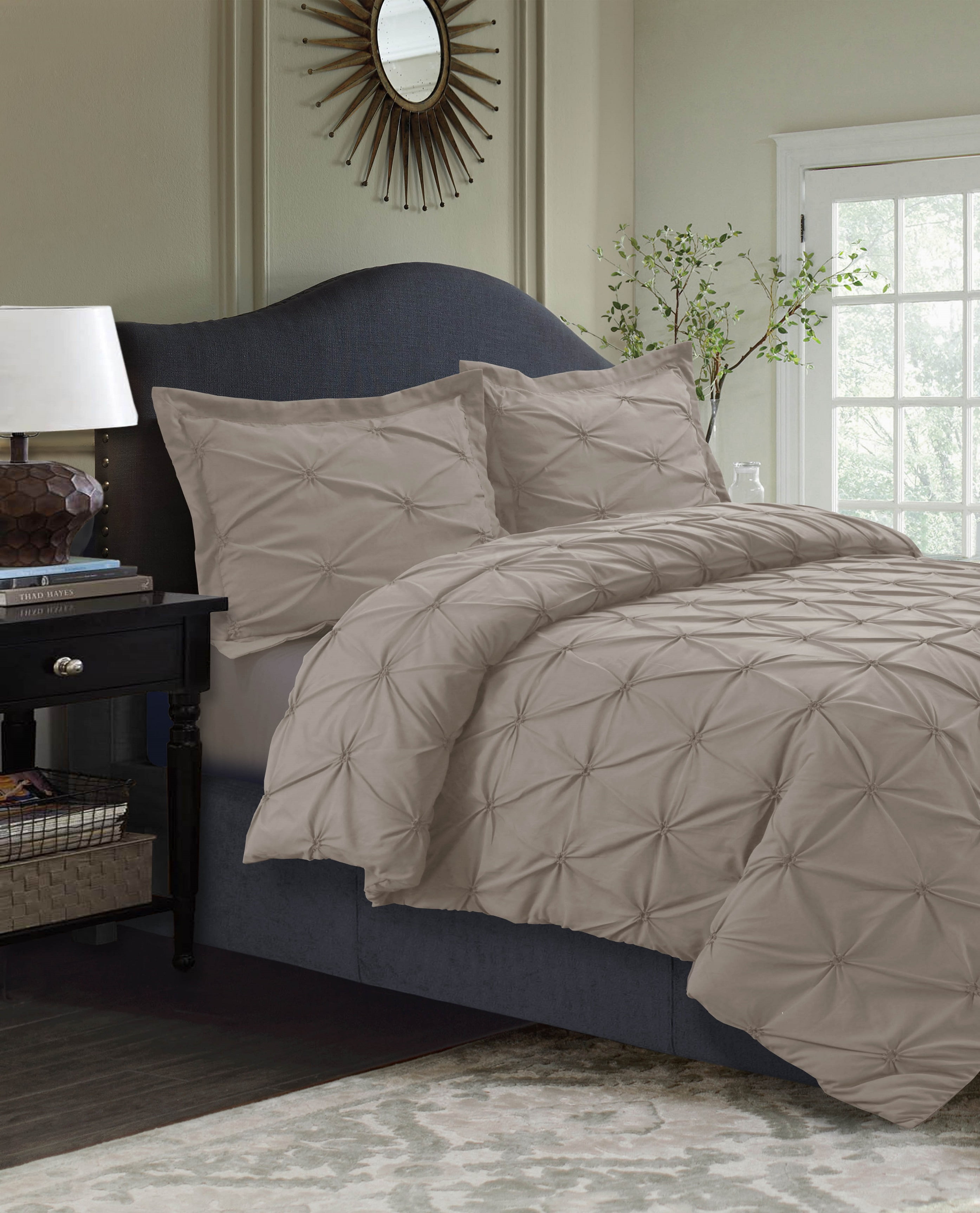 Sydney Pintuck Oversized Duvet Cover Set Queen Cashmere