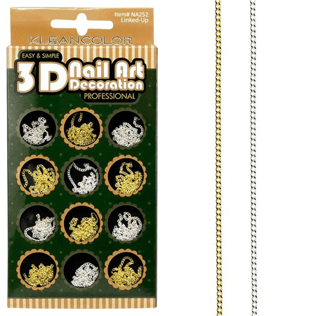 3D Linked Up Nail Decoration, Intricate, Eye Catching, Long Lasting Nail Art Accents, Easy to Apply, Perfect for DIY Manicures, Salon Quality Looks, Everyday Glam, Special Events, Silver, Gold