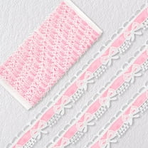 10 Yards Pink Lace Ribbon White Bow Lace Trim Ruffle Sewing Scalloped Ribbon for Christmas, DIY Craft Making Scrapbooking Gift Wrapping Decorations