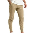 thumbnail image 1 of Pantalones largos para hombre, de color liso, elásticos, ajustados, de corte bajo, informales, transpirables, para hombre, 1 of 4