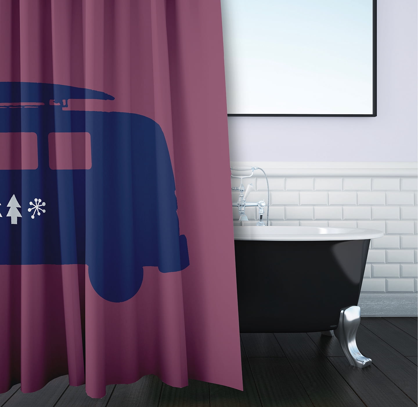 Simply Daisy 70" W x 73" L Christmas Surf Bird Polyester Shower Curtain, Passion Flower [1 Ct]
