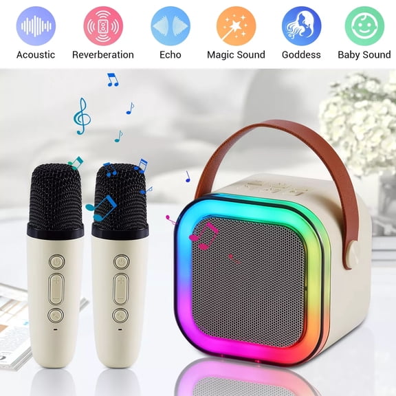 Kids Mini Karaoke Machine Portable Bluetooth Speaker Dual Wireless Microphone